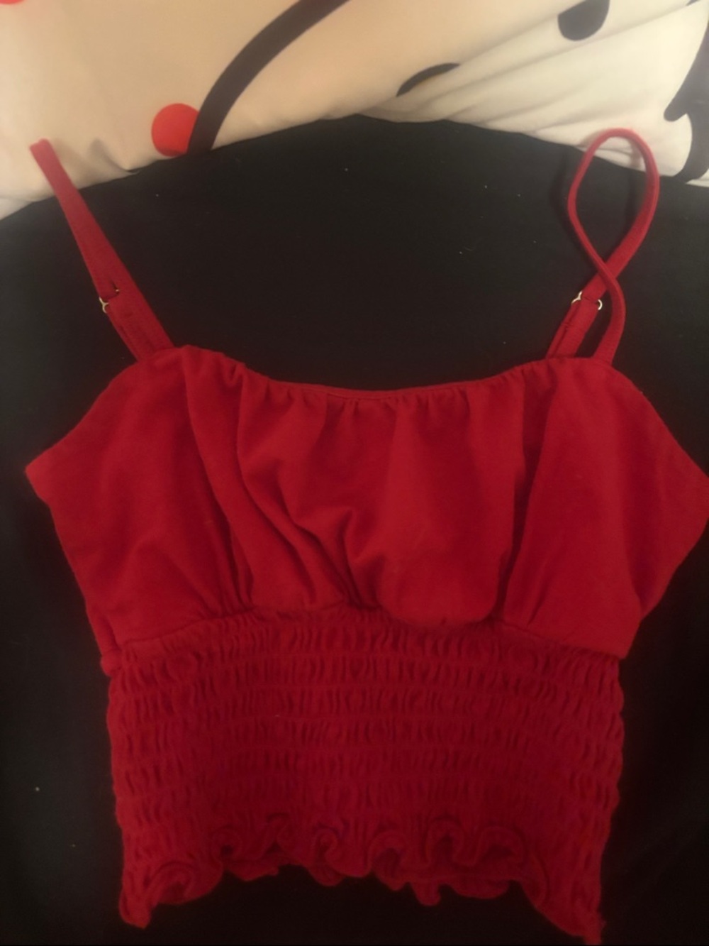 Hollister Red Smocked Cami with Adjustable Straps
